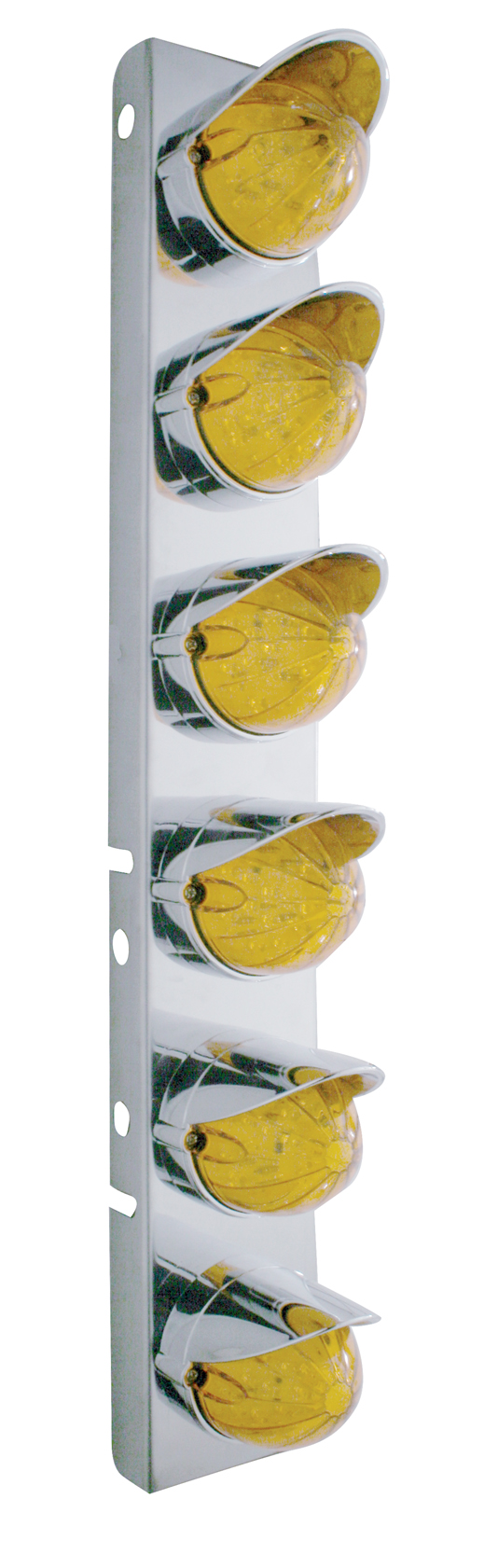 Stainless Steel Peterbilt air Cleaner Kit W/ Twelve 19 Amber Led Watermelon Marker Light With Visor - Amber Lens