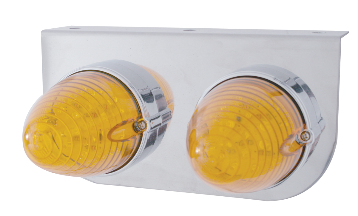 S.S. Light Bracket W/ Two 19 Amber Led Beehive Marker Light - Amber Lens