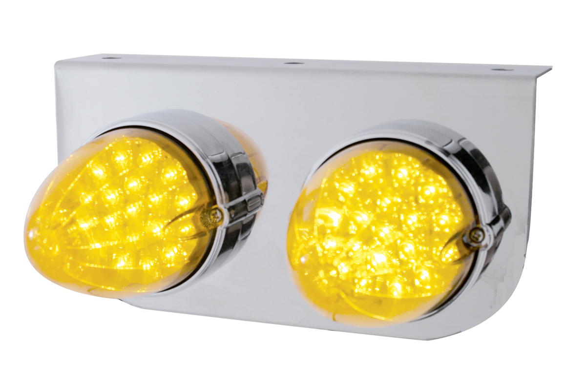 S.S. Light Bracket W/ Two 19 Amber Led Reflector Marker Light - Amber Lens