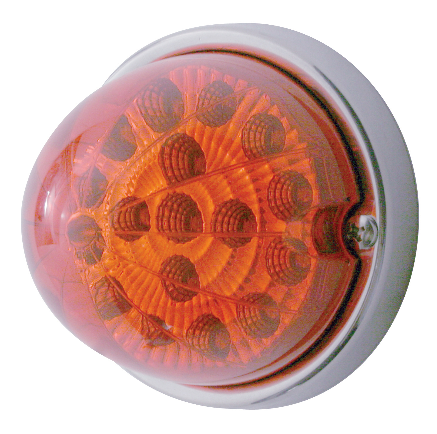 17 Red Led Dual Function Clear Reflector Cab Light Flush Mount Kit W/ Mounting Base - Red Lens