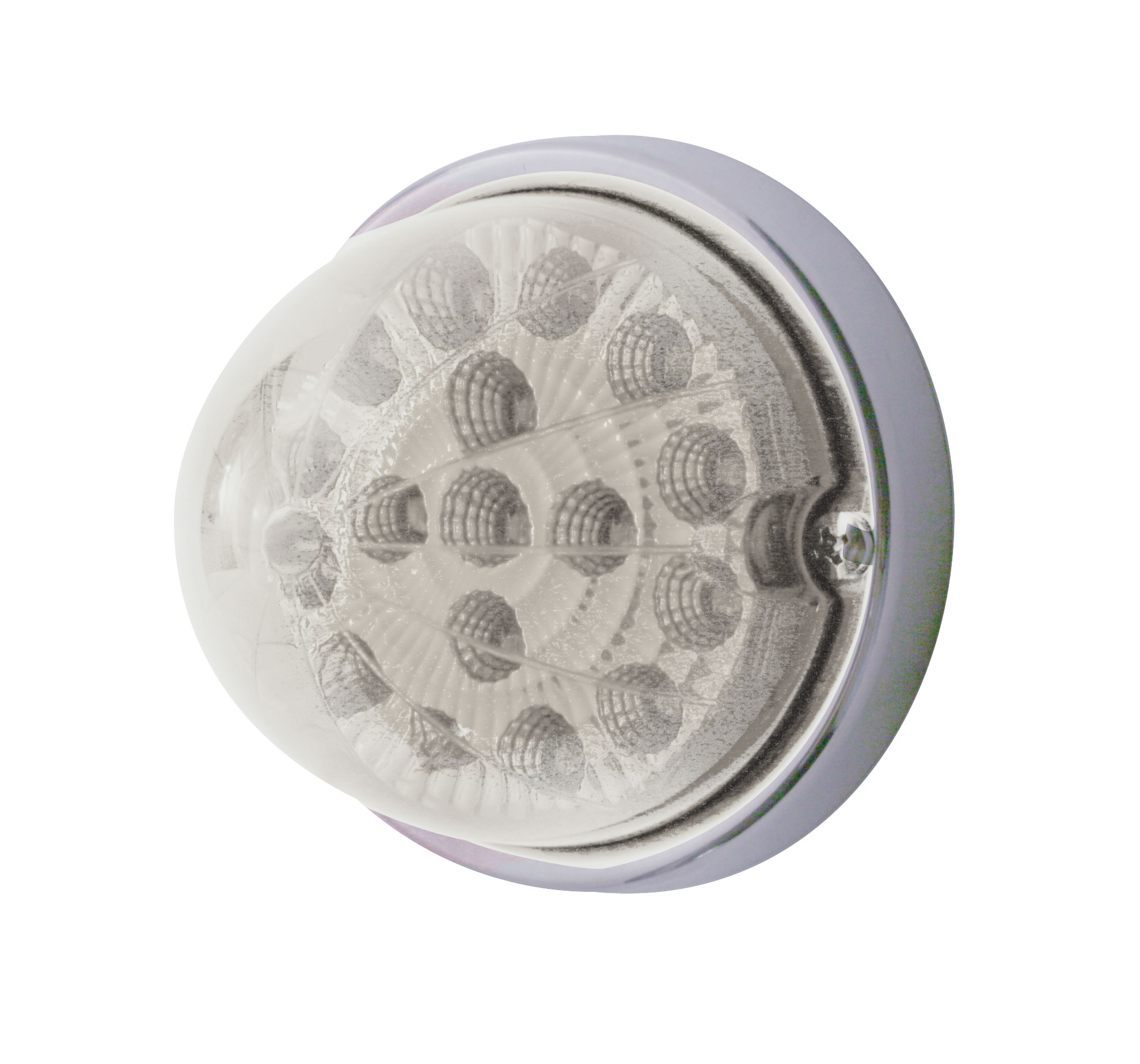 17 Red Led Dual Function Clear Reflector Cab Light Flush Mount Kit W/ Mounting Base - Clear Lens