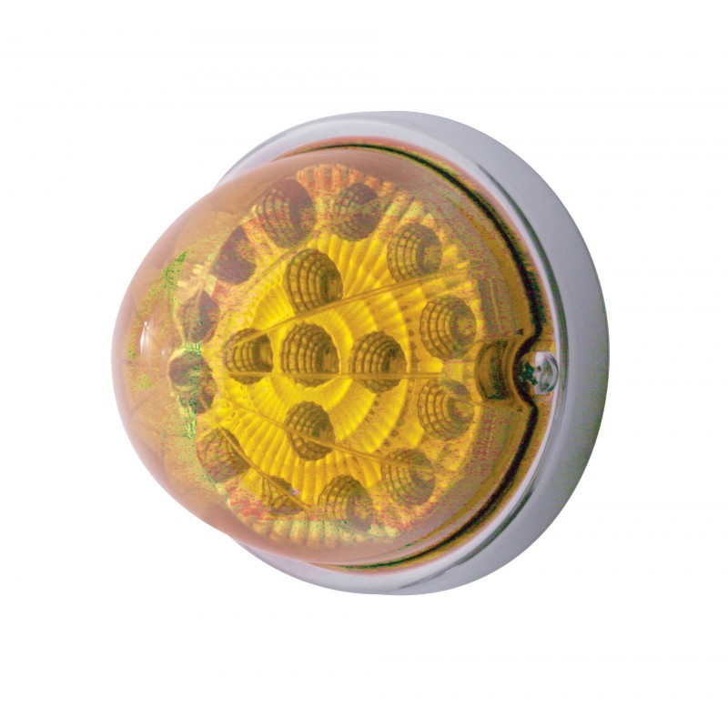 17 Amber Led Clear Reflector Cab Light Flush Mount Kit W/ Mounting Base - Amber Lens