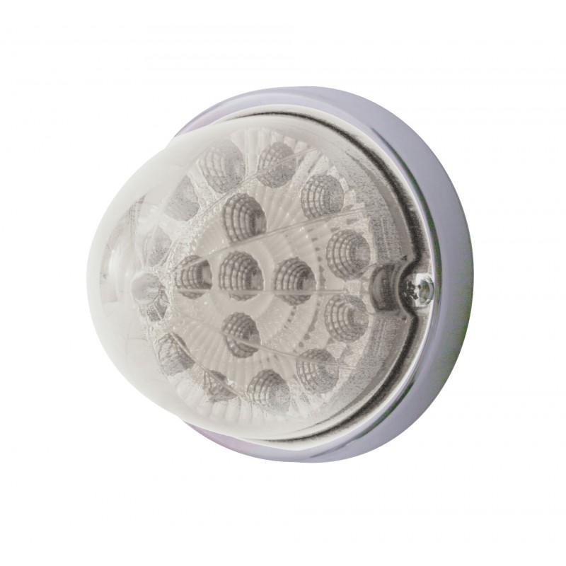 17 Red Led Clear Reflector Cab Light Flush Mount Kit W/ Mounting Base - Clear Lens