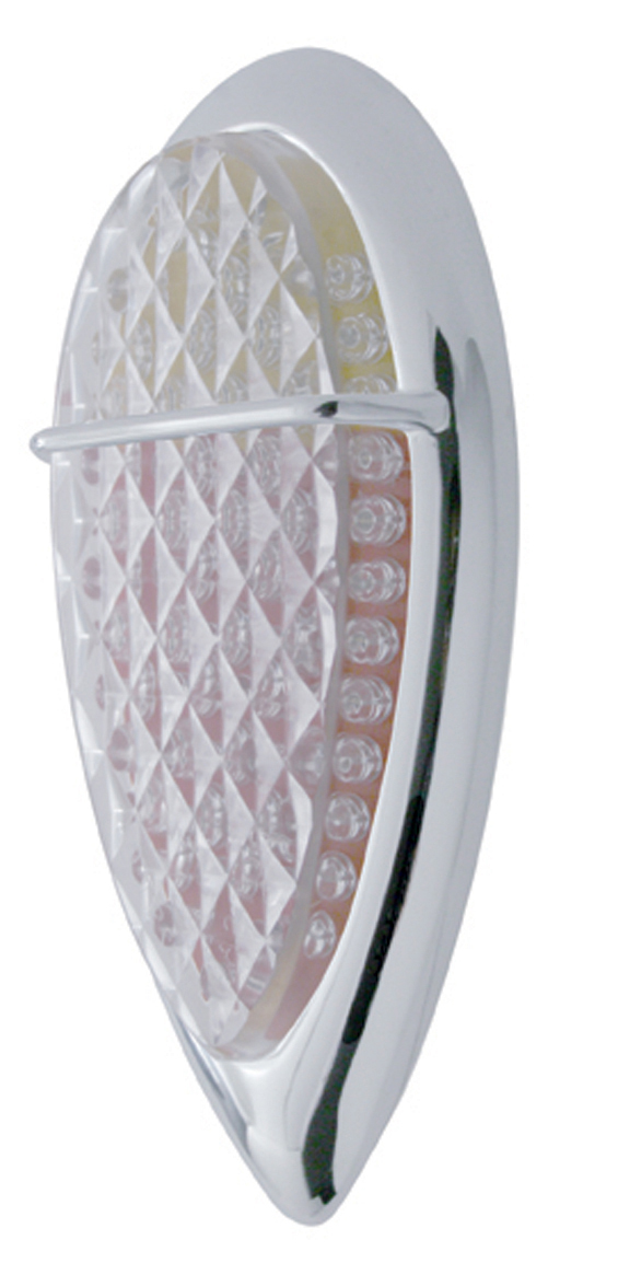 37 Red Led + 14 Amber Led "Duo" Auxility/Utitilty Lt W/ Chrome Flush Mount "Baby Zephyr" Bezel - Clear Lens
