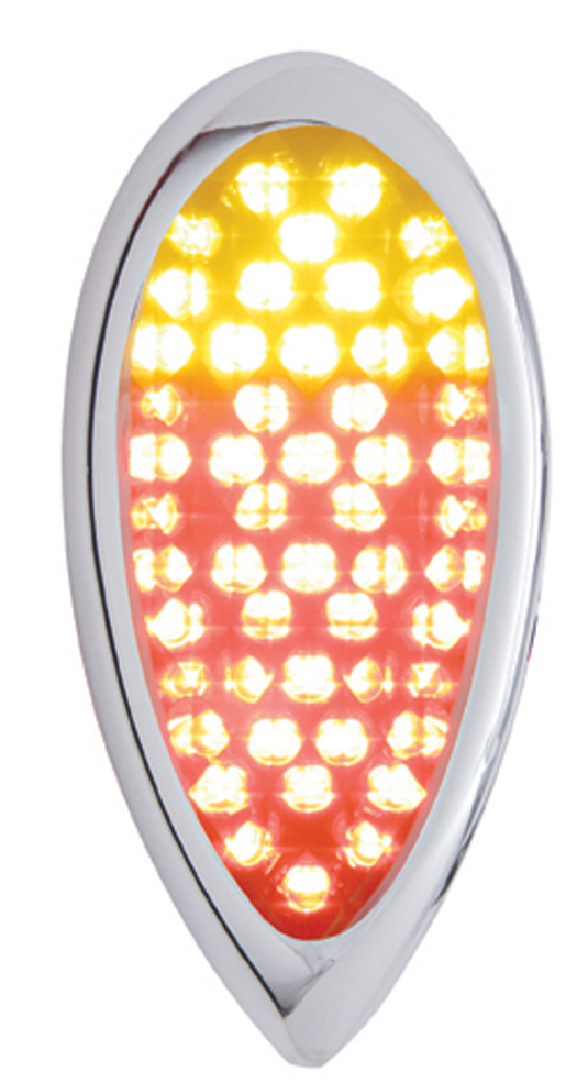 37 Red Led + 14 Amber Led "Duo" Auxility/Utitilty Lt W/ Chrome Pl. Flush Mount "Teardrop" Bezel - Clear Lens