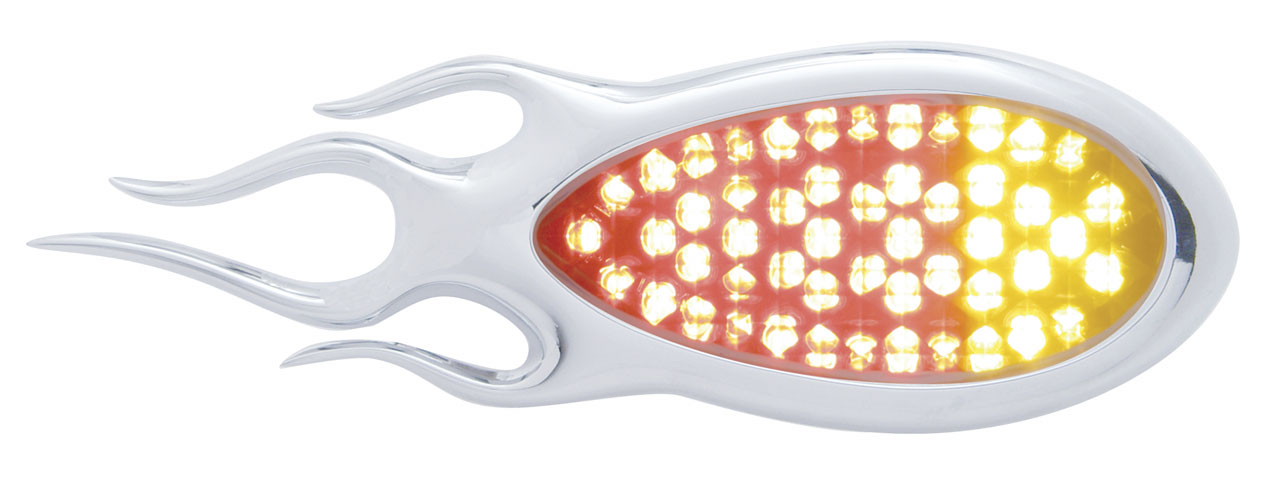 37 Red Led + 14 Amber Led "Duo" Auxility/Utitilty Lt W/ Chrome Pl. Flush Mount "Inferno" Bezel - Clear Lens