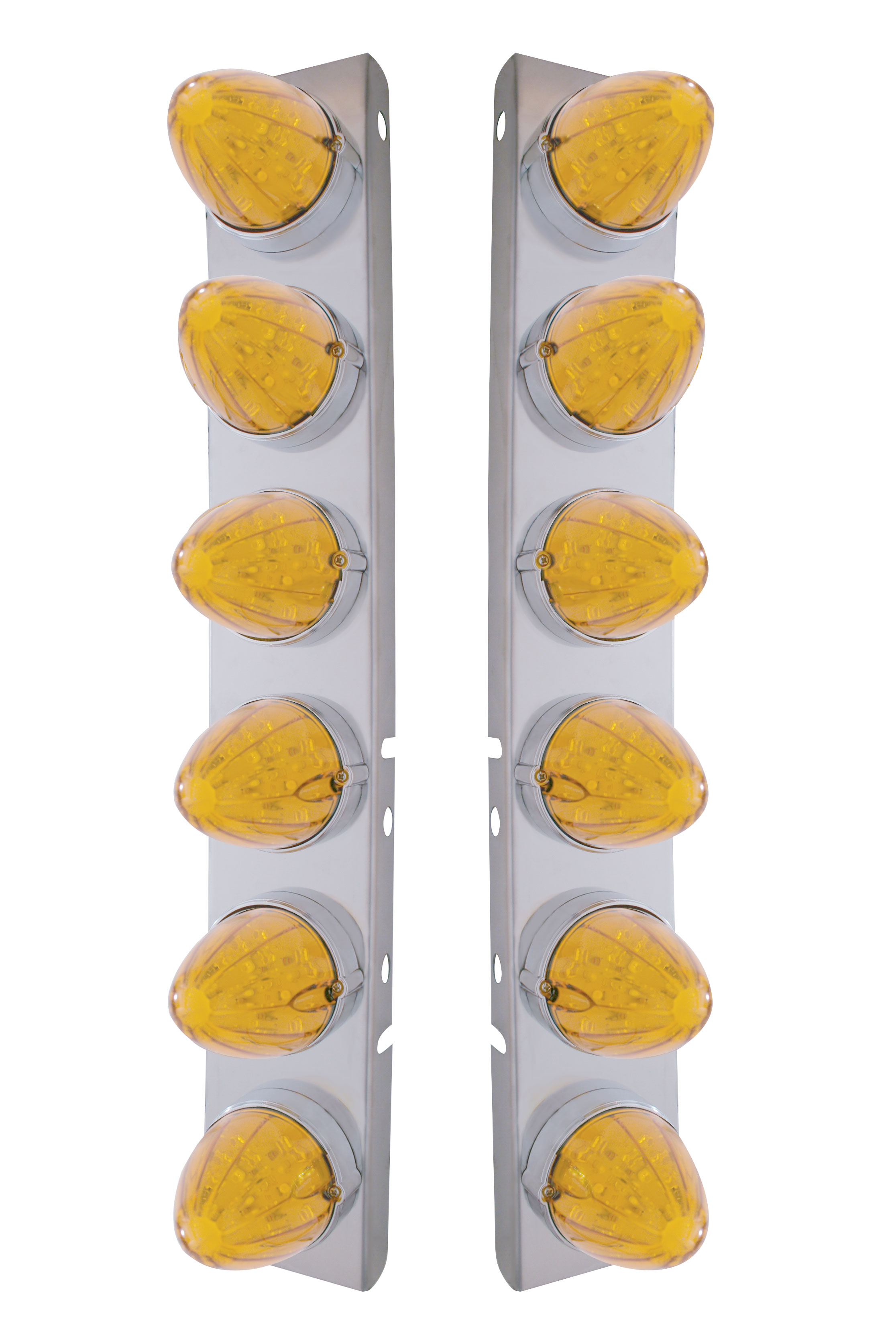 Stainless Steel Peterbilt air Cleaner Kit W/ Twelve 19 Amber Led Watermelon Marker Light - Amber Lens