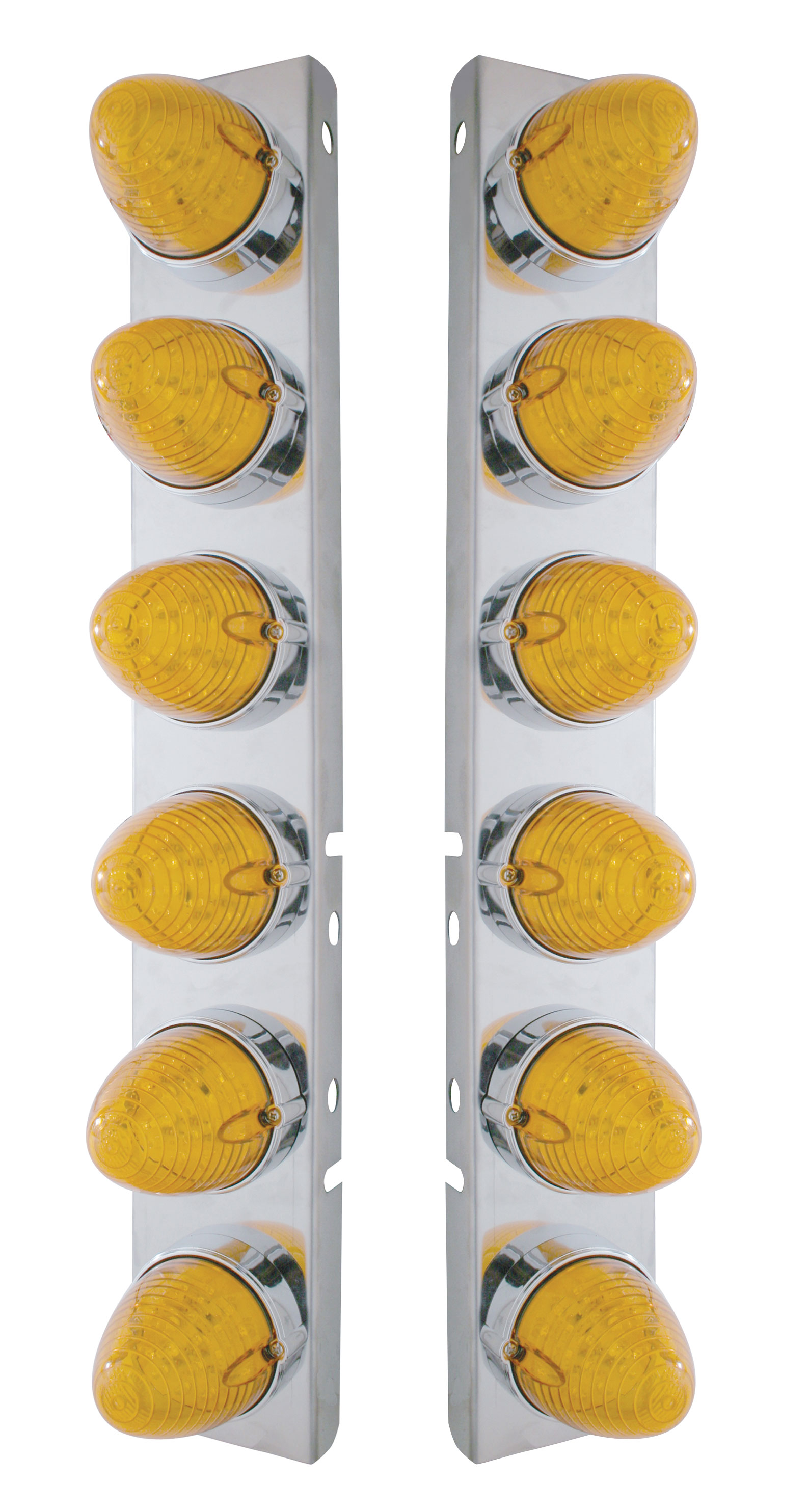 Stainless Steel Peterbilt air Cleaner Kit W/ Twelve 19 Amber Led Beehive Marker Light - Amber Lens