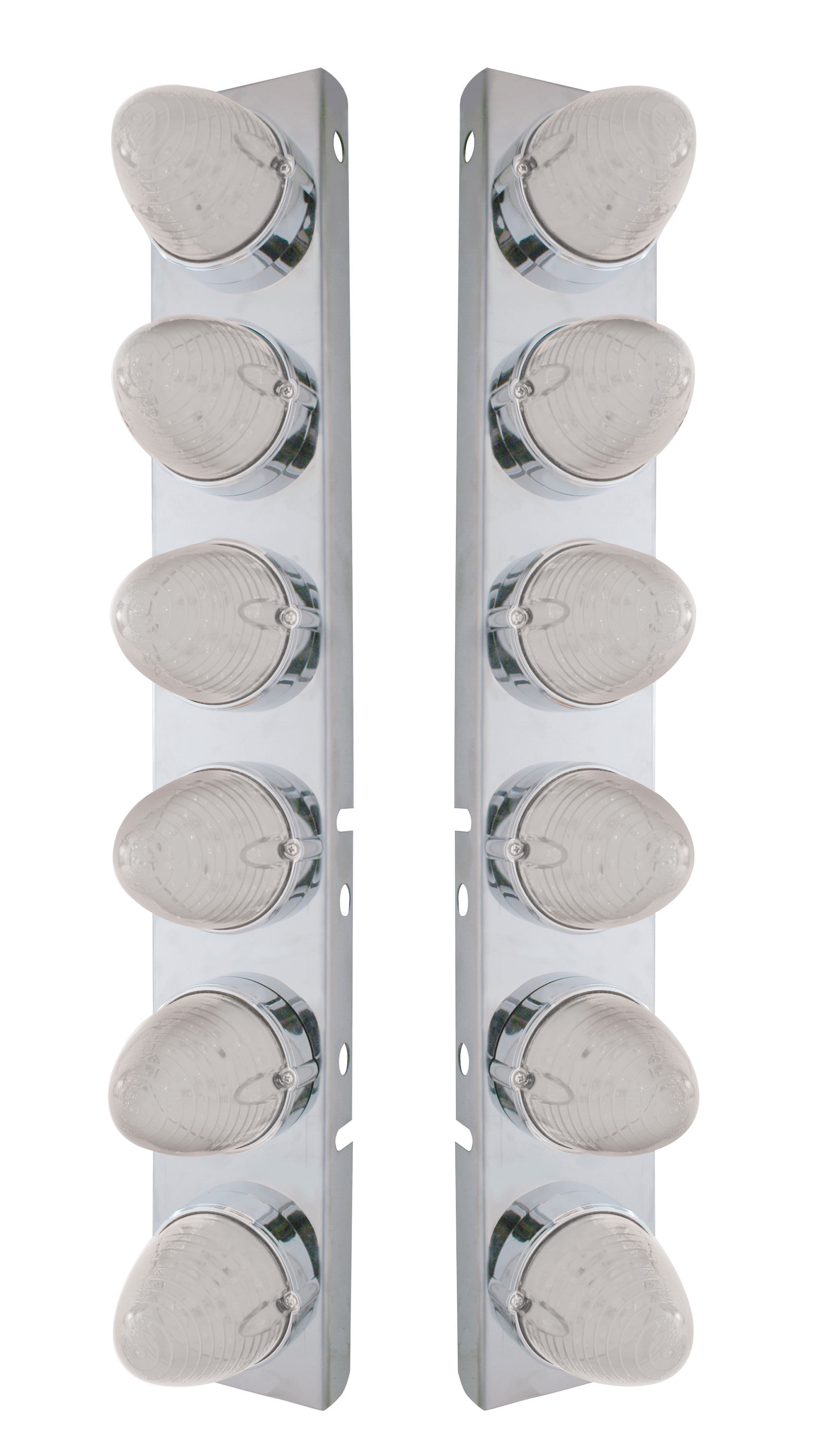 Stainless Steel Peterbilt air Cleaner Kit W/ Twelve 19 Amber Led Beehive Marker Light - Clear Lens