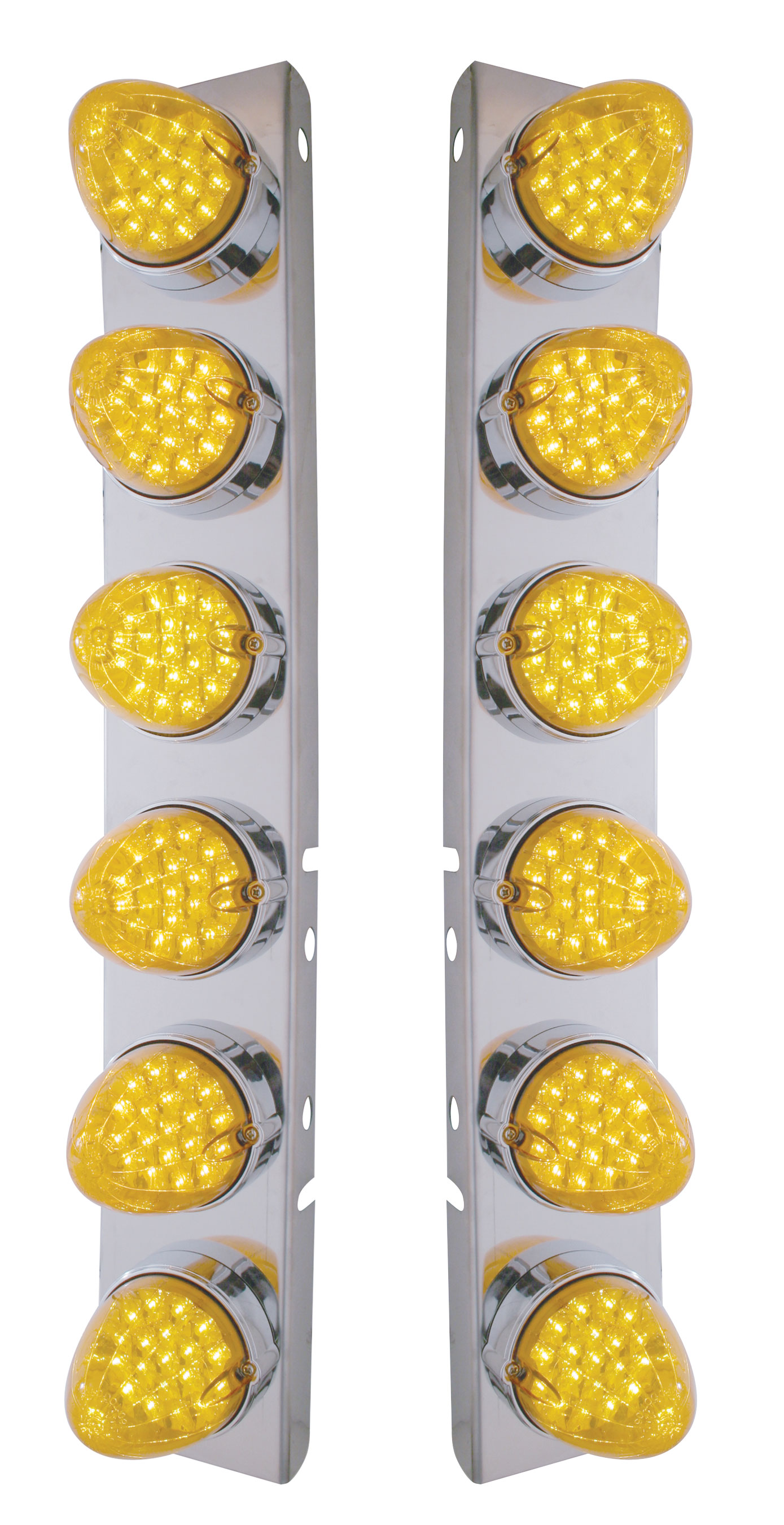 Stainless Steel Peterbilt air Cleaner Kit W/ Twelve 19 Amber Led Reflector Marker Light - Amber Lens