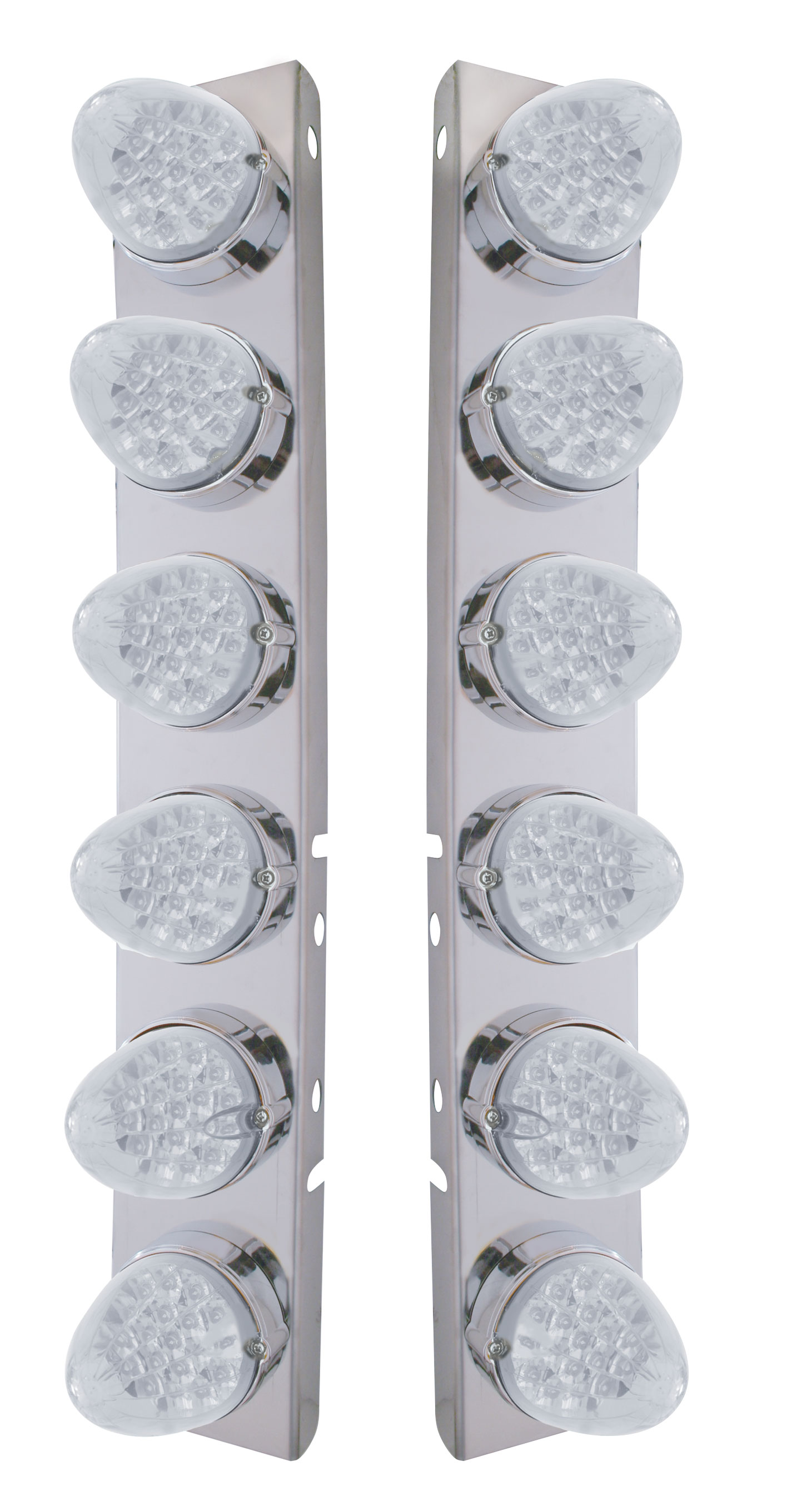 Stainless Steel Peterbilt air Cleaner Kit W/ Twelve 19 Amber Led Reflector Marker Light - Clear Lens