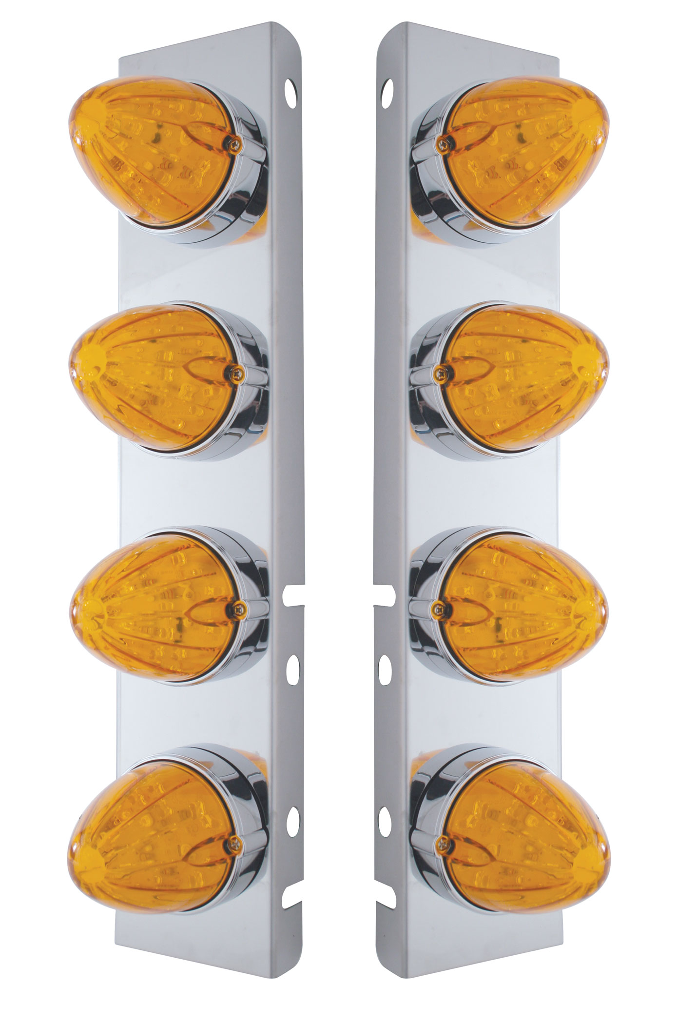 Stainless Steel Peterbilt air Cleaner Kit W/ Eight 19 Amber Led Watermelon Marker Light - Amber Lens