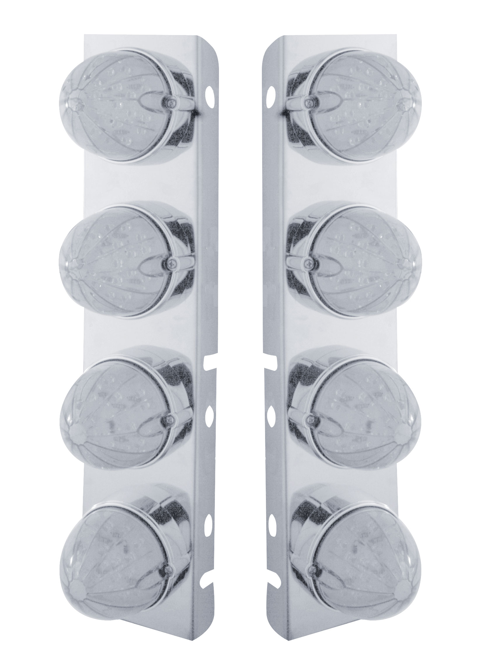 Stainless Steel Peterbilt air Cleaner Kit W/ Eight 19 Amber Led Watermelon Marker Light - Clear Lens