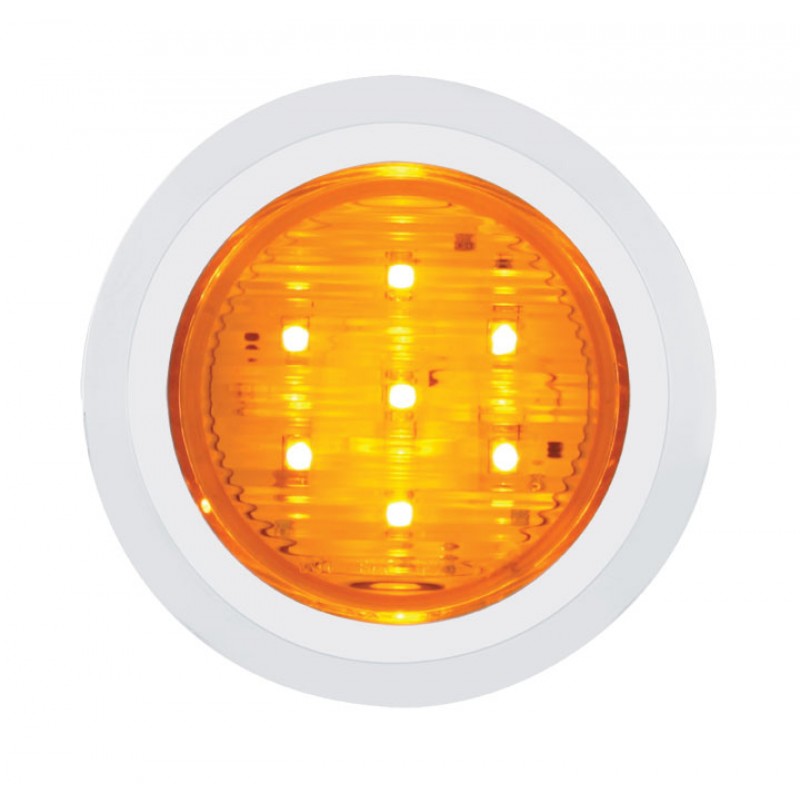 7 Smd Led 2" Slim Clearance/Marker Light With Chrome Plastic Bezel - Amber
