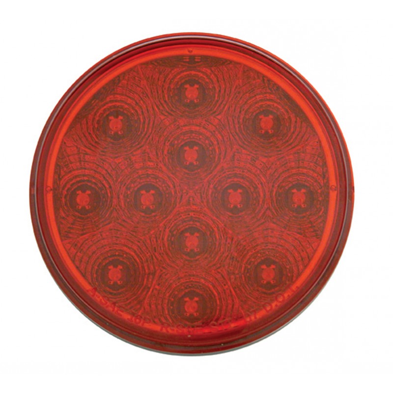12 Red Led 4" Round S/T/T Light W/ Chrome Reflector - Red Lens