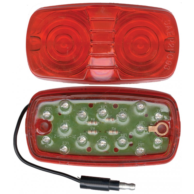 16 Red Led Rectangular "Tiger Eye" Clearance/Marker Light - Red Lens