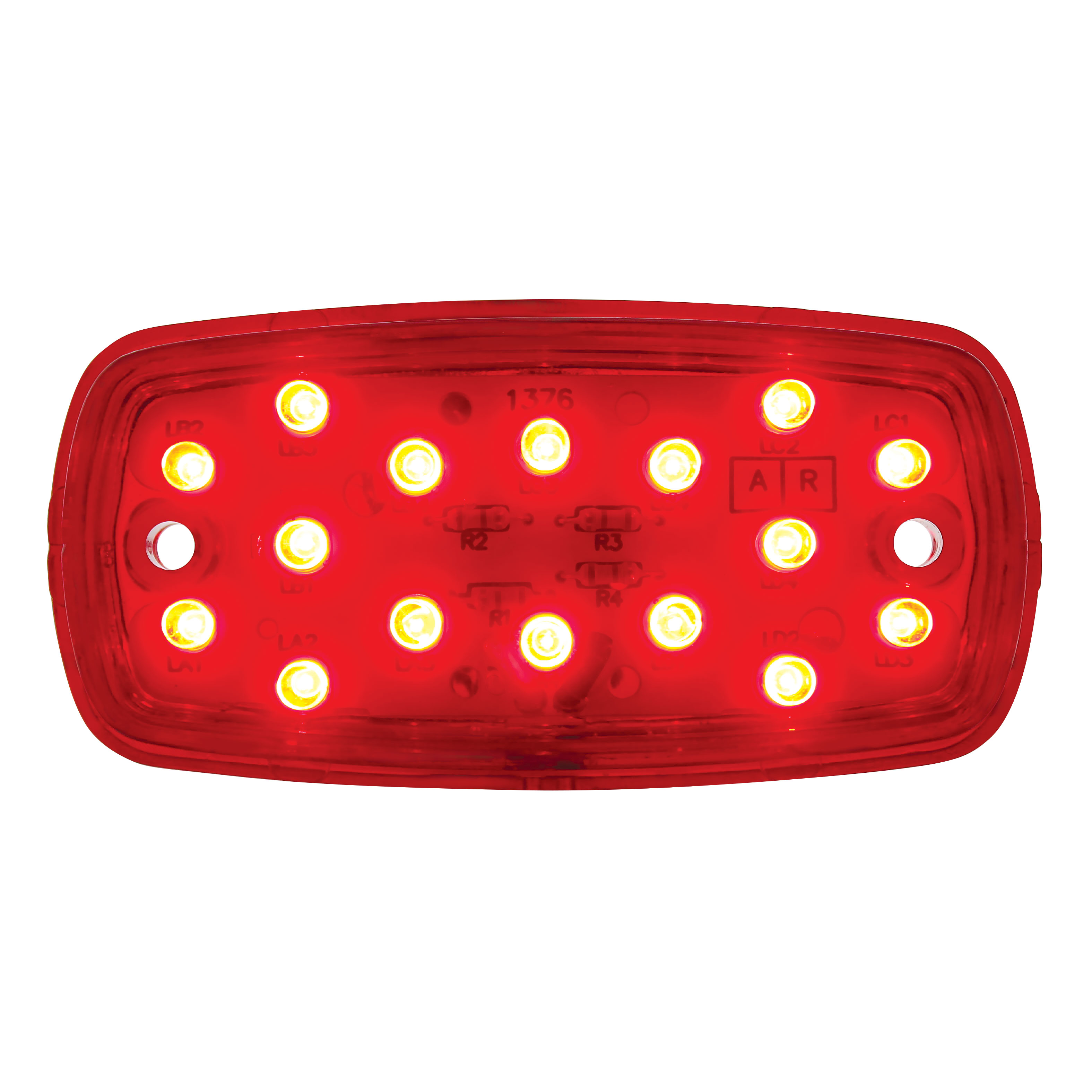 16 Led Rectangular Clearance/Marker Light 2 Wires - Red Tiger Eye 2 Wire Base Only