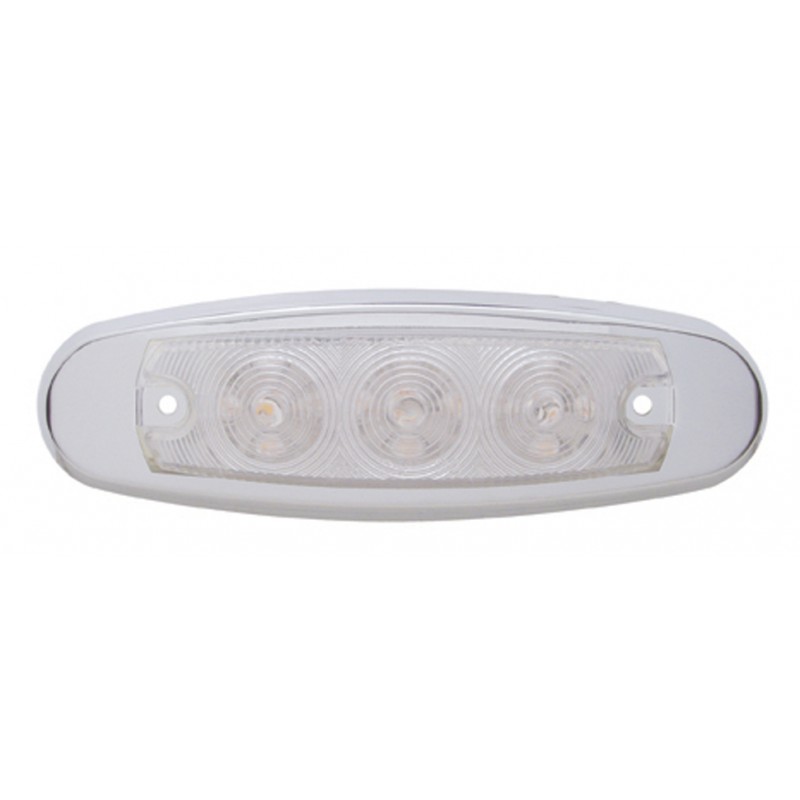 15 Amber Led Peterbilt Clearance/Marker Light W/ Chrome Steel Bezel - Clear Lens