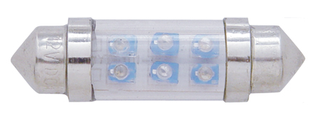 (2/Card) 6 Blue Micro Led 36 Mm Dome Light Bulb