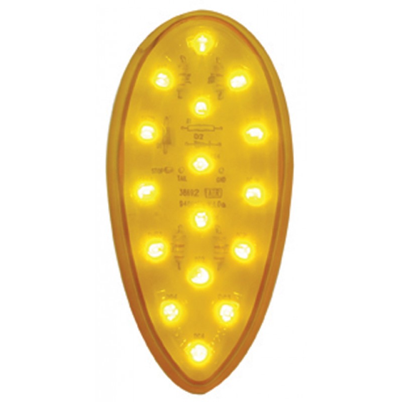 16 Amber Led Teardrop Clearance/Marker Light - Amber Lens