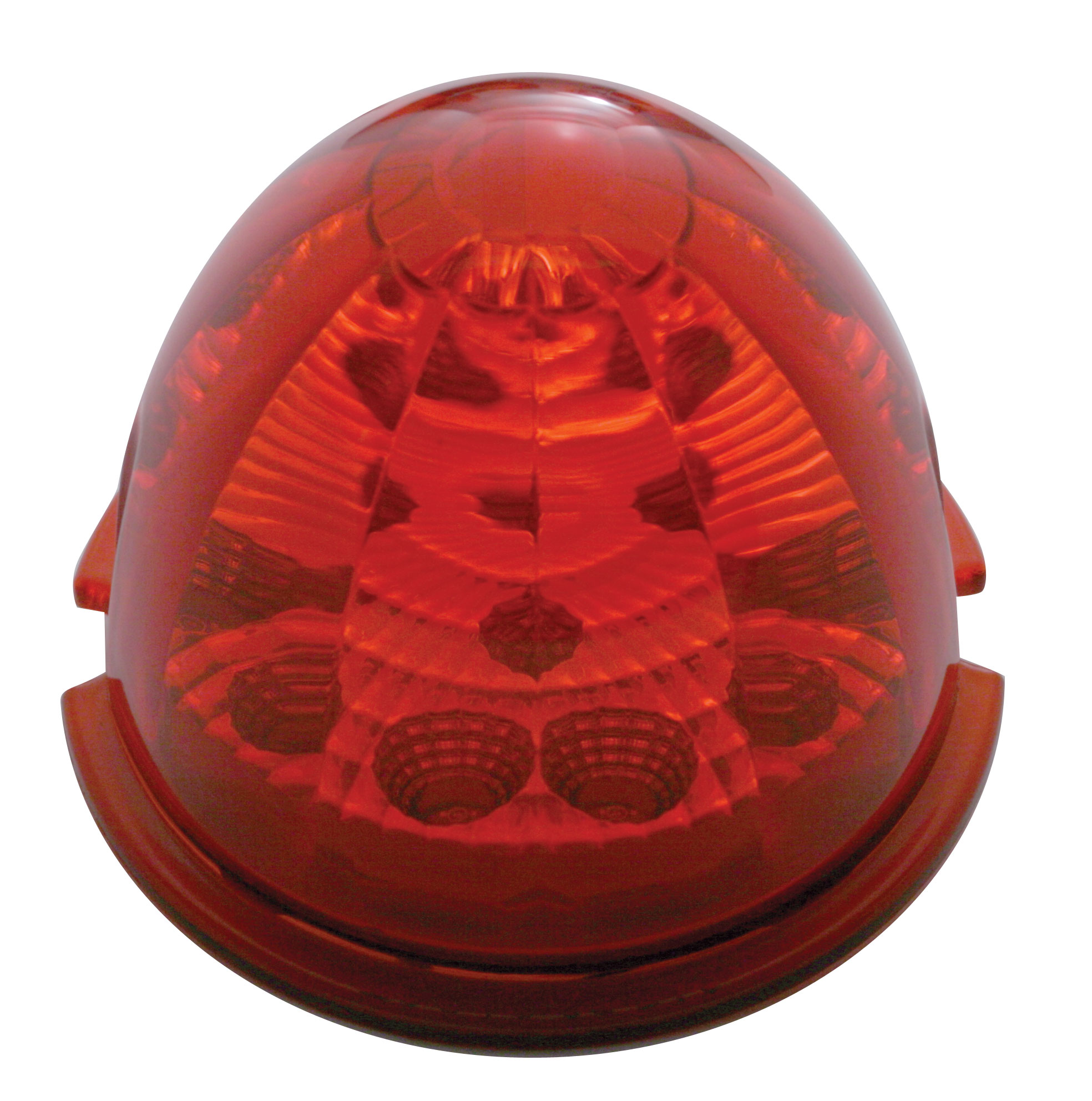 Round Reflector Cab Light W/ 17 Red Led Watermelon Lens - Red Lens