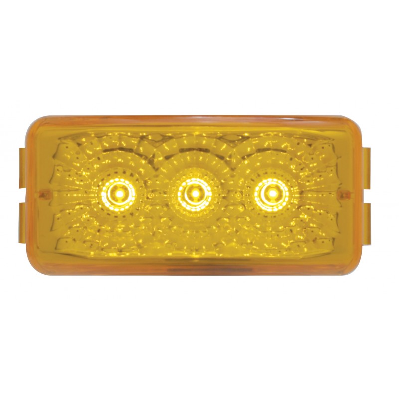 3 Amber Led Small Rectangular Reflector Clearance/Marker Light - Amber Lens