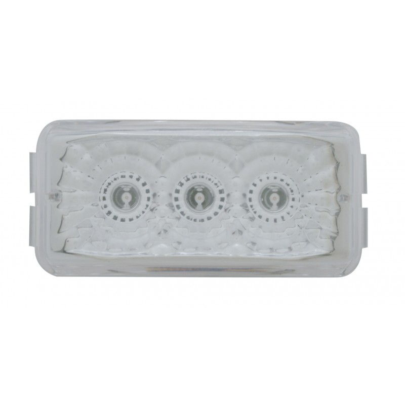 3 Red Led Small Rectangular Reflector Clearance/Marker Light - Clear Lens