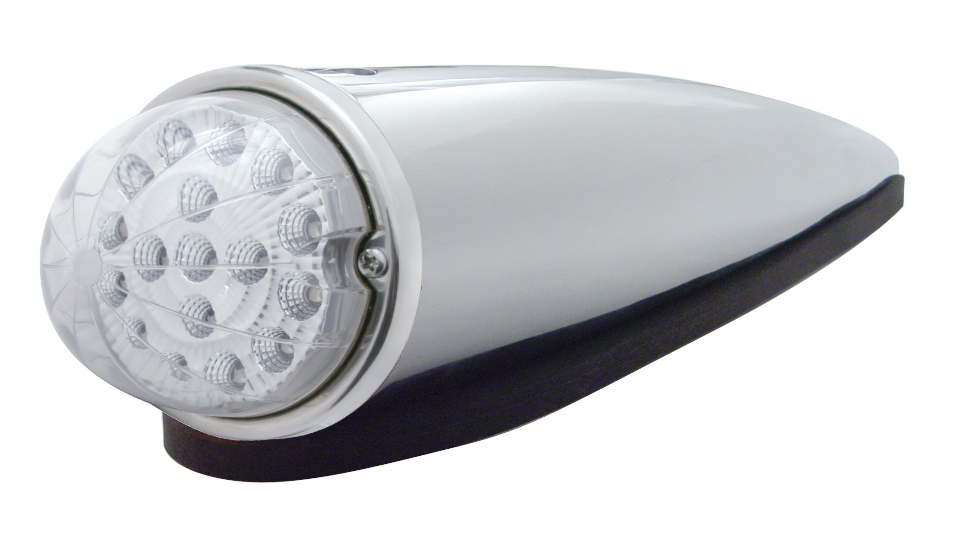 17 Amber Led Clear Style Round Reflector Cab Light W/ Chrome Plastic Housing - Clear Lens