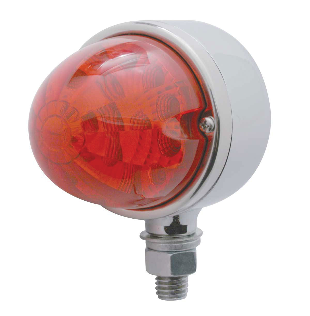 Chrome 17 Red Led Clear Lens Single Face Reflector Auxiliary Light - Red Lens