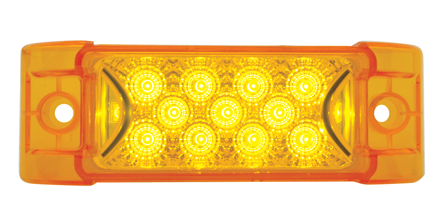 13 Amber Led Rectangular Reflector Clearance/Marker Light - Amber Lens