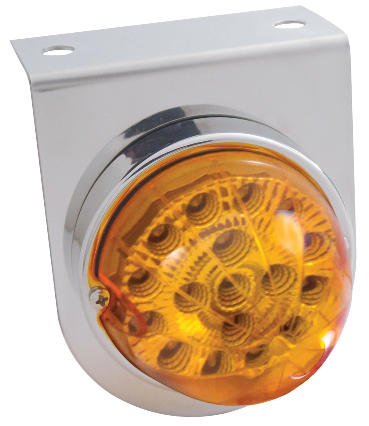 Stainless Steel Light Bracket W/ 17 Amber Led Dual Function Clear Reflector Light - Amber Lens