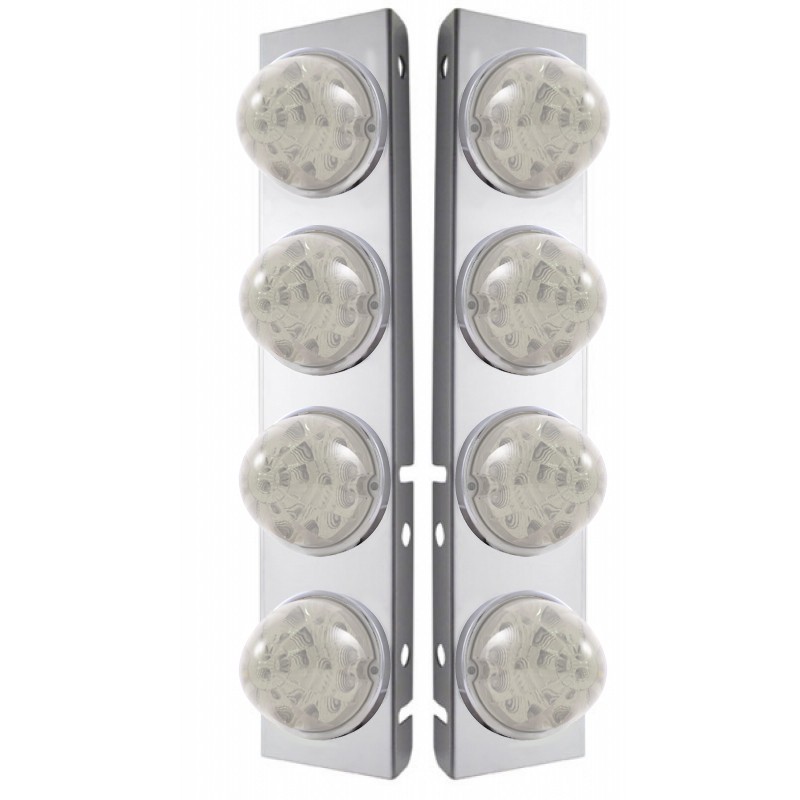 Stainless Steel Peterbilt A/C Light Bracket W/ Four 17 Amber Led Watermelon Reflector Light - Clear Lens