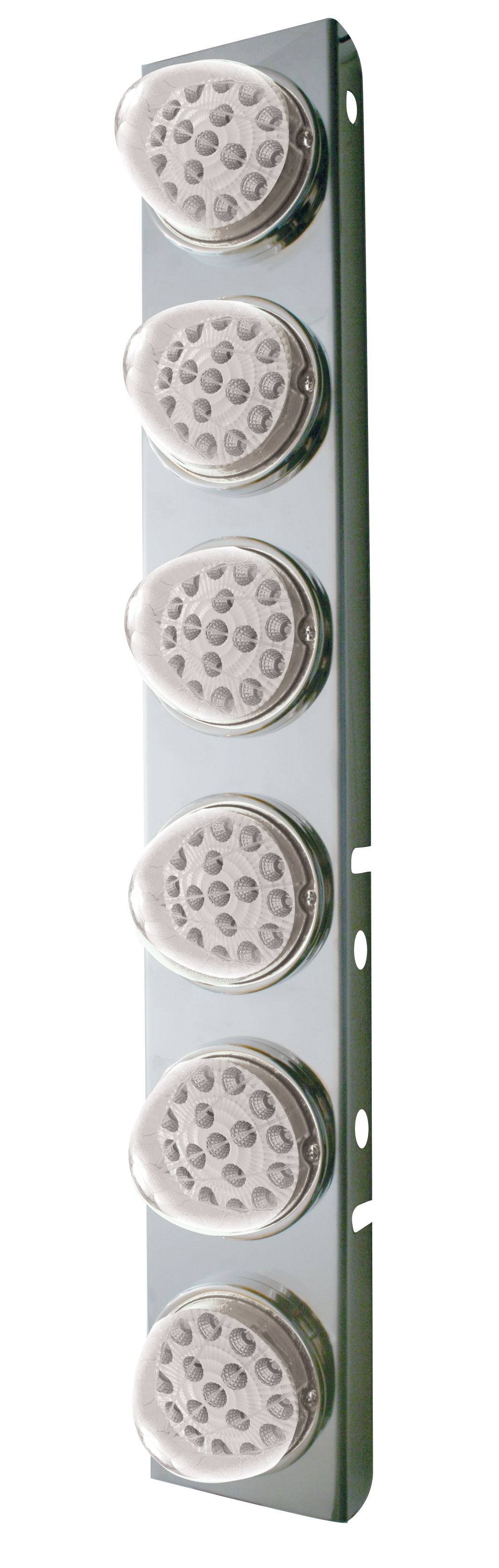 Stainless Steel Peterbilt a/C Lt Bracket W/ Six 17 Amber Led Dual Function Clear Reflector Lt - Clear Lens