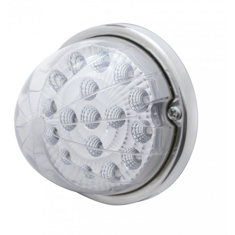 17 Red Led Clear Reflector Cab Light Flush Mount Kit - Clear Lens