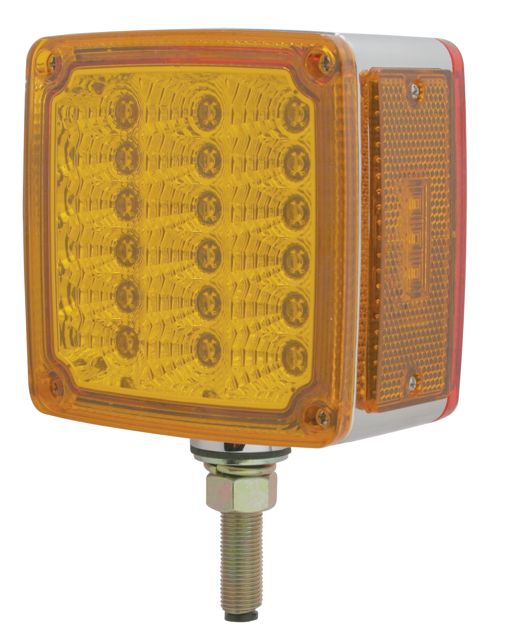 18 Amber/Red Led Square Double Face Single Stud Reflector Light - Driver Side