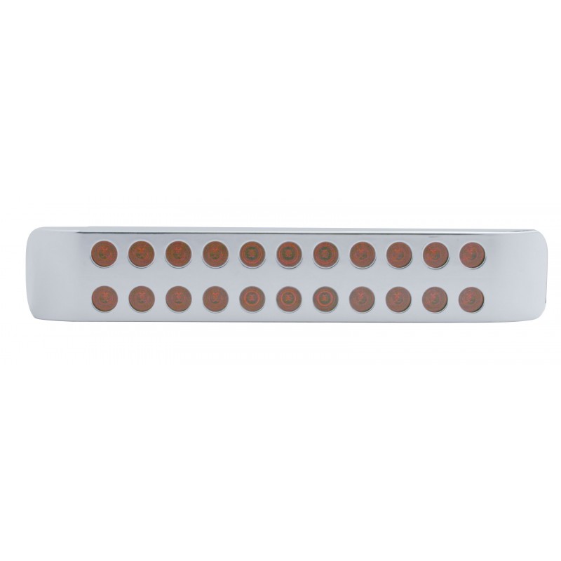 Chrome Plastic Light Bar Bezel W/ Two 11 Red Led 17" Light Bar - Red Lens