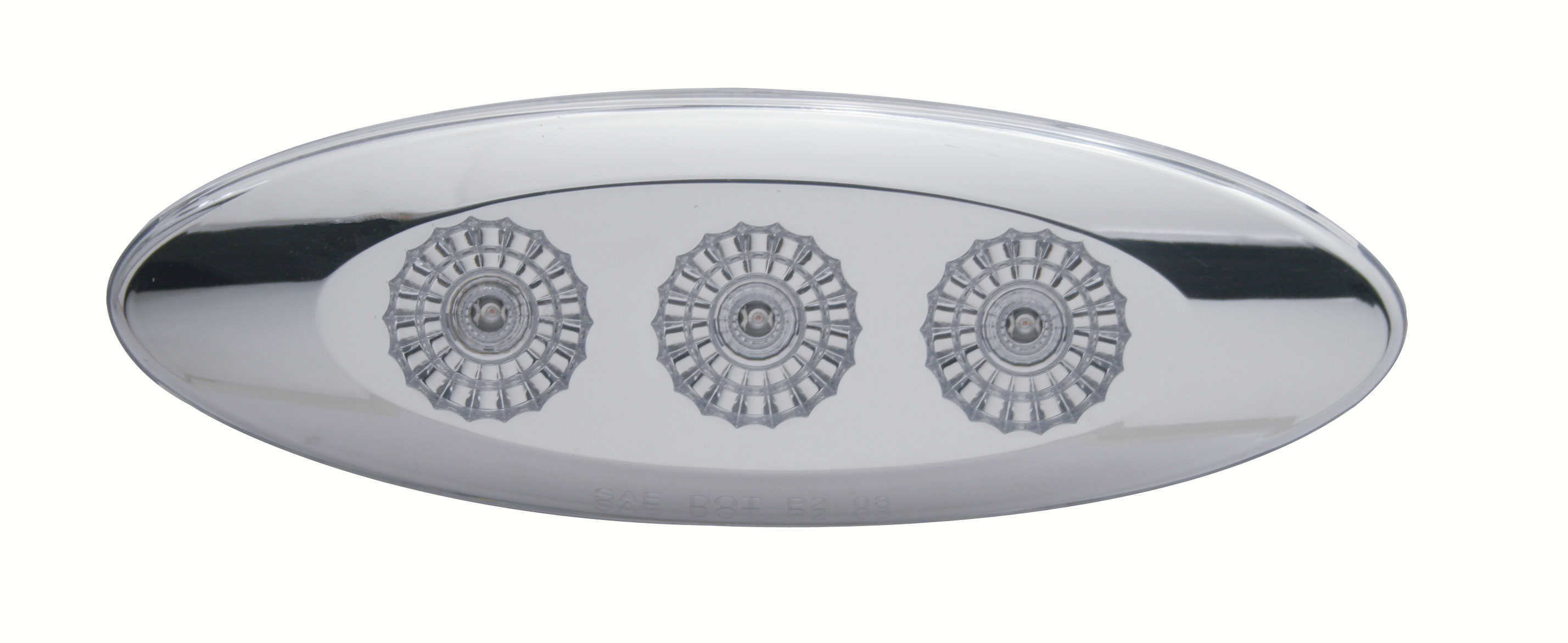 3 Amber Led Reflector Clearance/Marker Light W/ Chrome Base - Clear Lens