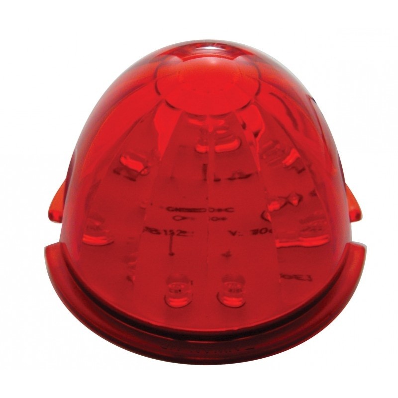 17 Red Led Round Watermelon Dual Function Auxiliary/Cab Light- Red Lens