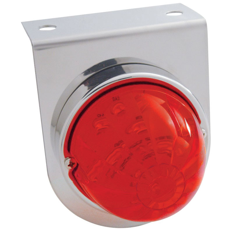 Stainless Steel Light Bracket W/ 1 Large Watermelon Dual Function 17 Amber Led Light - Clear Lens