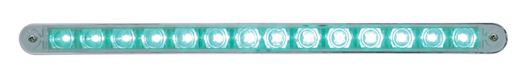 14 Led 12" Light Bar W/ Chrome Plastic Bezel - Green Led/Clear Lens