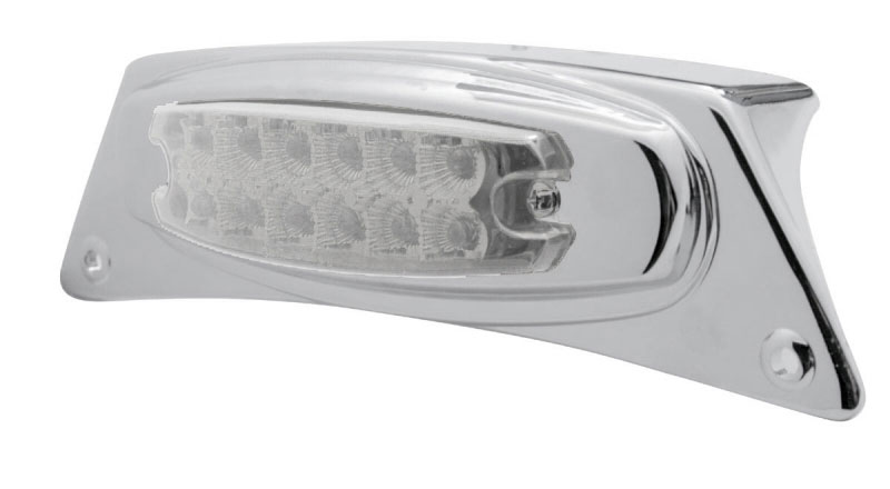 Chrome Fender Light W/ 12 Amber Led Reflector Marker Light - Clear Lens