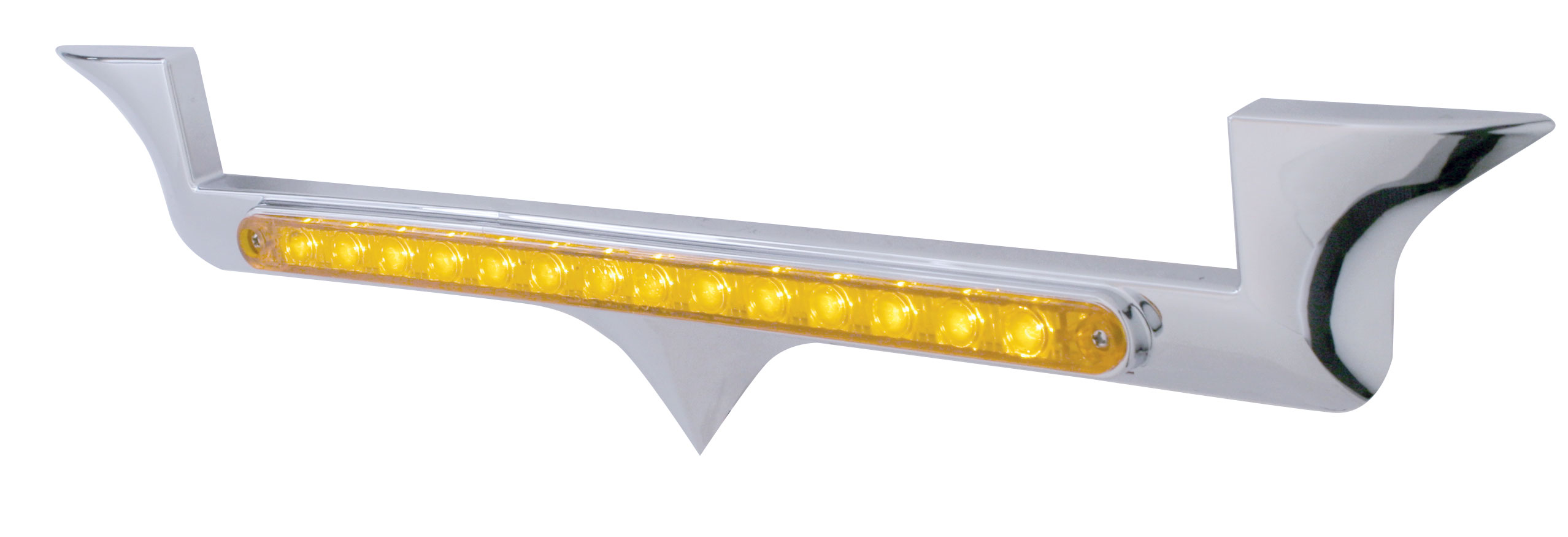 Chrome Plastic Kenworth Hood Emblem Housing W/ 14 Amber Led 12" Light Bar - Amber Lens