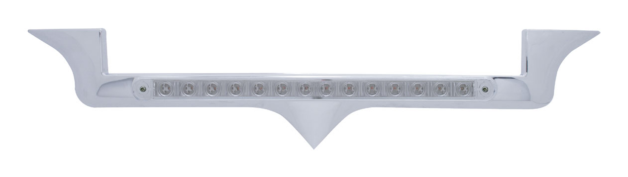 Chrome Plastic Kenworth Hood Emblem Housing W/ 14 Amber Led 12" Light Bar - Clear Lens