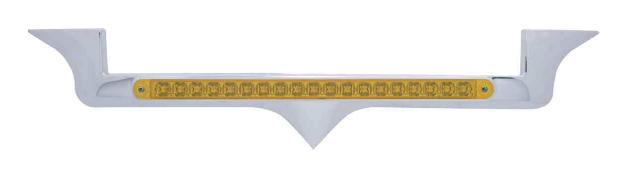 Chrome Plastic Kenworth Hood Emblem Housing W/ 19 Amber Led 12" Light Bar W/ Reflector - Amber Lens