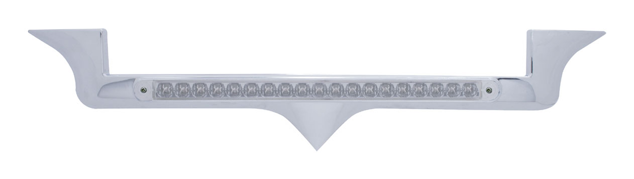 Chrome Plastic Kenworth Hood Emblem Housing W/ 19 Amber Led 12" Light Bar W/ Reflector - Clear Lens