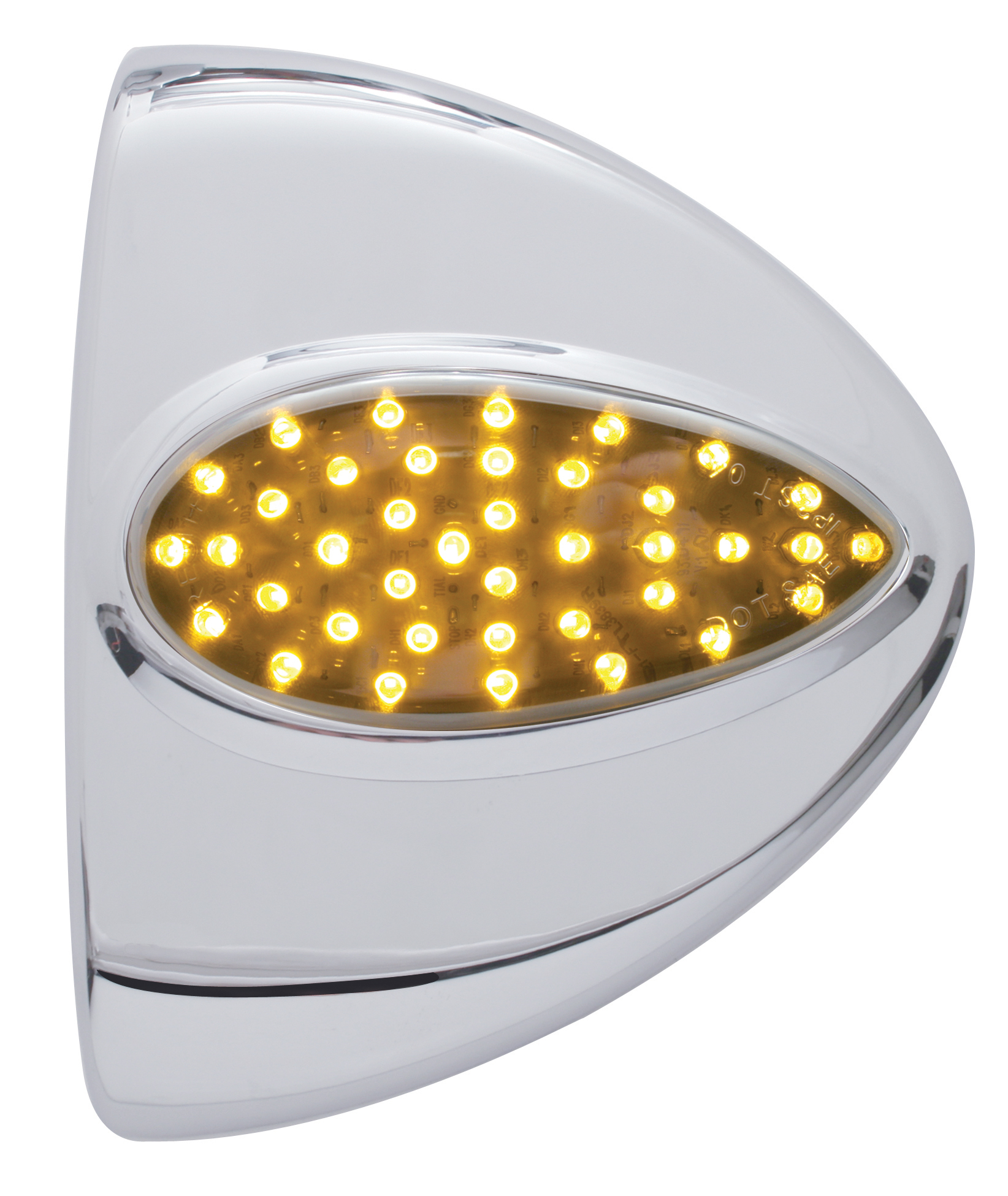 39 Amber Led "Teardrop" Auxiliary/Utility Turn Signal Light Cover - Chrome Lens
