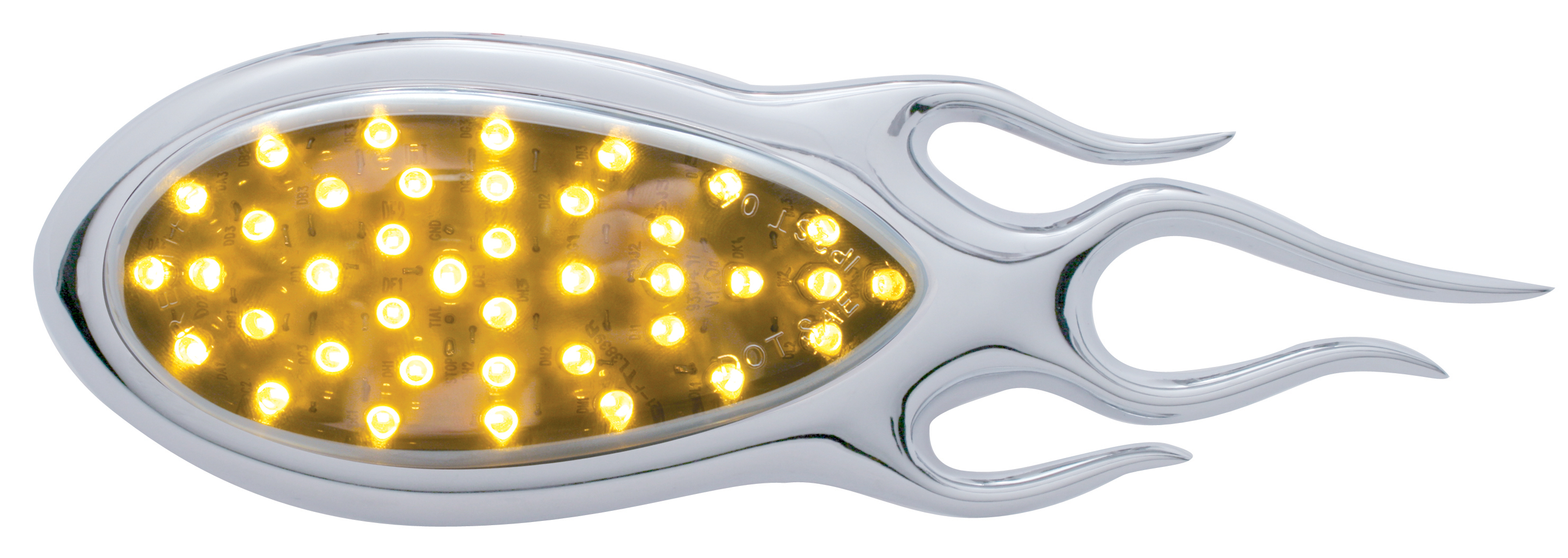 39 Amber Led "Teardrop" Auxiliary/Utility Light W/ Chrome "Inferno" Bezel - Chrome Lens