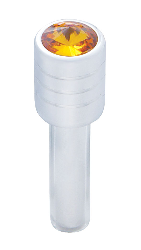 (2/Card) Chrome Door Lock W/ Medium Diamond - Amber