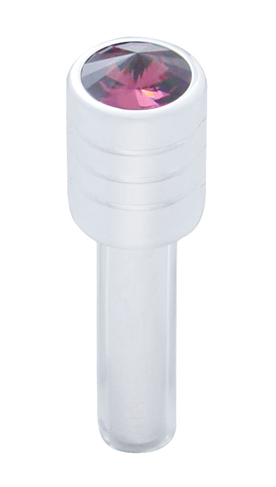 (2/Card) Chrome Door Lock W/ Medium Diamond - Purple