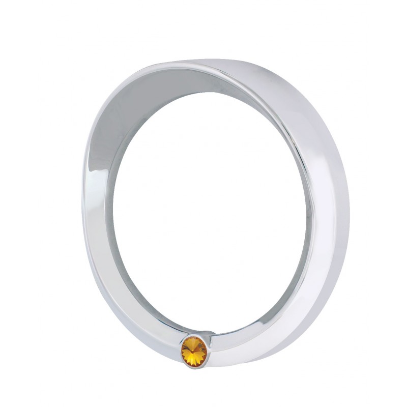 Chrome 2006+ Peterbilt Speed/Tachometer Gauge Cover W/ Visor & Diamond - Amber